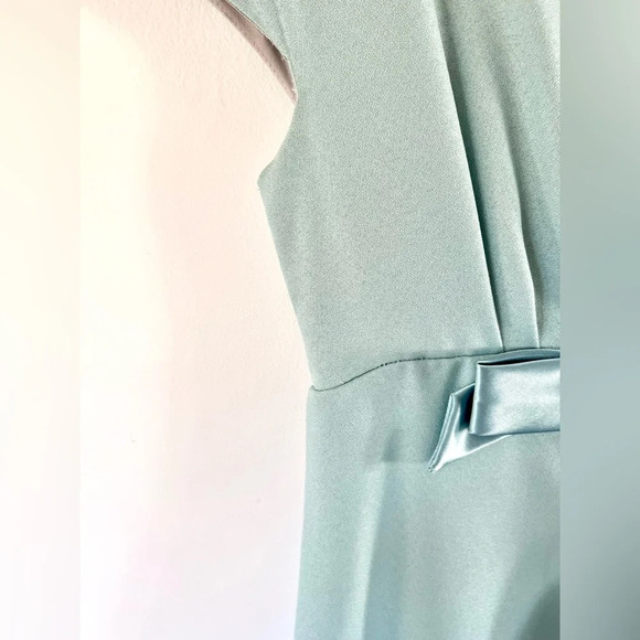 Jordan Vintage Blue Cap Sleeve Bow Front Empire Waist Maxi Dress Size 7/8 - Picture 3 of 14